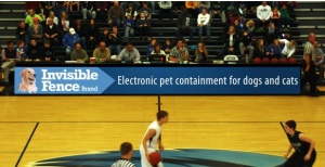 School Space Media signs set up at a high school basketball game