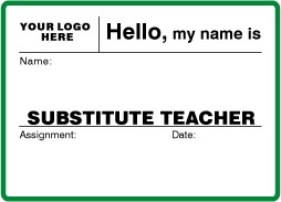 Substitute Teacher ID card